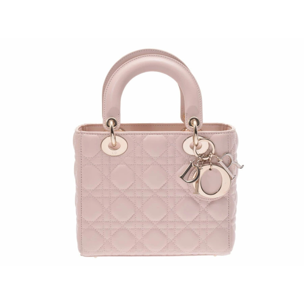 Dior My Lady Cannage bag lambskin pink card strap CHRISTIAN
